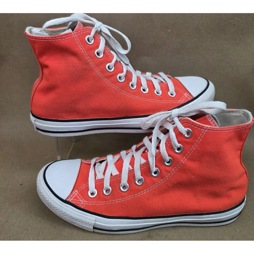 Converse Chuck Taylor All Star Hi Neon Orange Sneakers Mens 6.5 Womens 8.5
